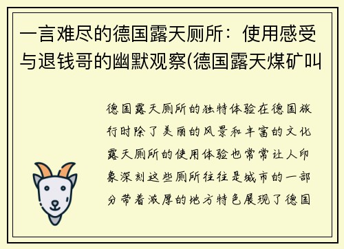 一言难尽的德国露天厕所：使用感受与退钱哥的幽默观察(德国露天煤矿叫什么)